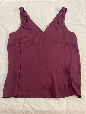 PAIGE Knotted Strap V-Neck Tank Top - Plum Sz Sm NWOT